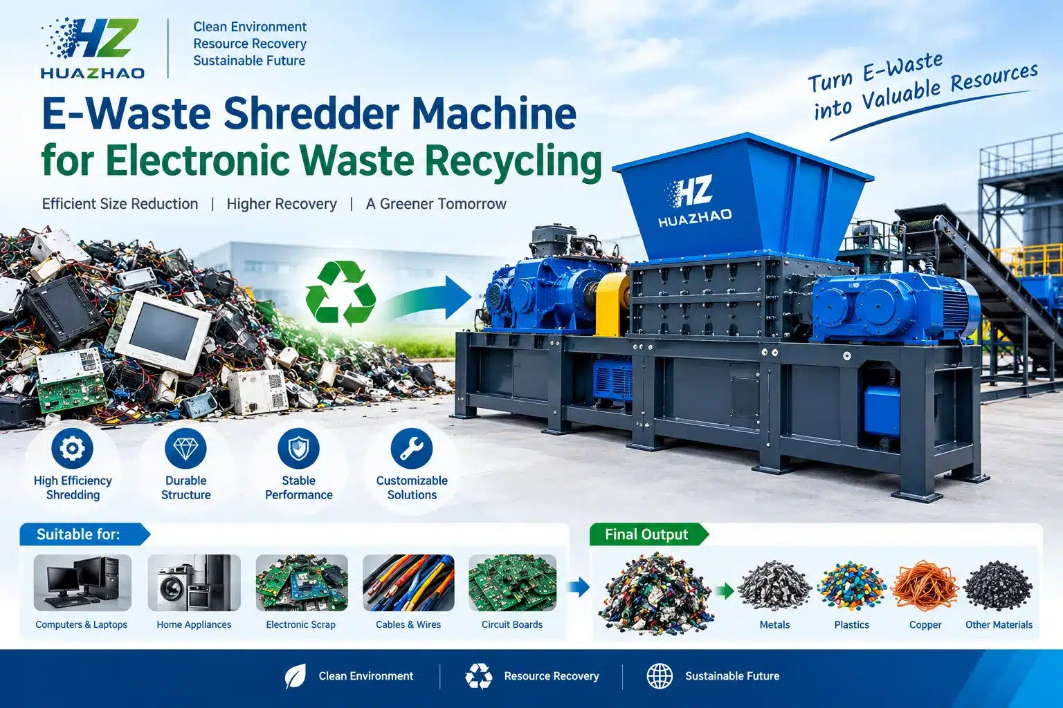 E-Waste Shredder Machine for Electronic Waste Recycling
