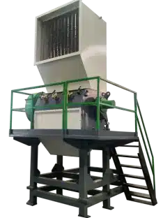 Plastic crusher reducing rigid PP and HDPE waste into flakes